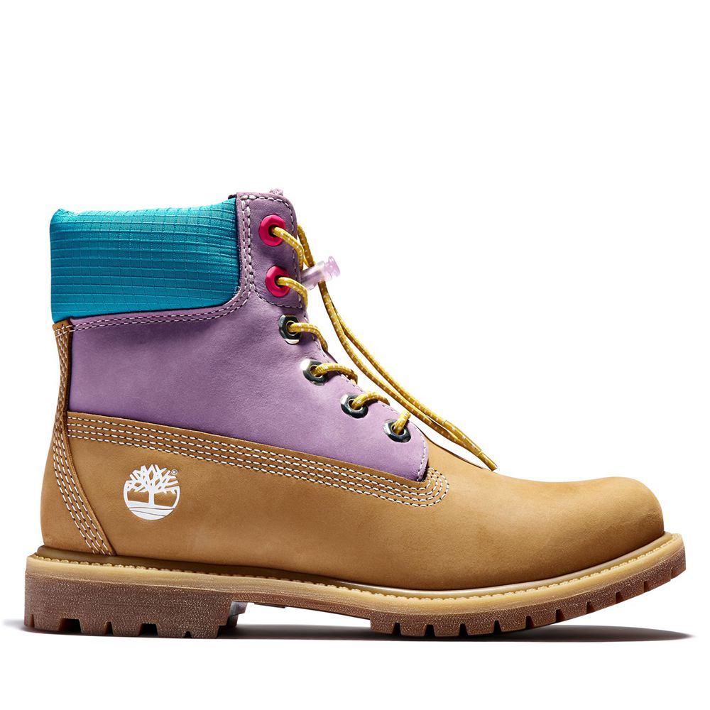 Timberland 6-Inch Μποτακια Γυναικεια Καφε/Μωβ - Premium Waterproof - Greece 9230851-KS